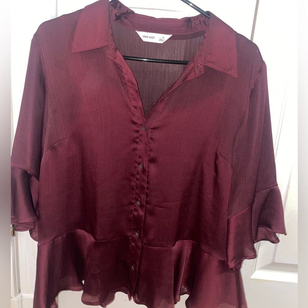 Nine West Burgundy Blouse